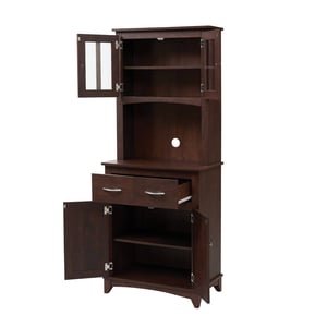 Espresso Microwave Stand with Top and Bottom Cabinets for Ample Storage product image