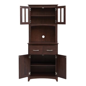 Espresso Microwave Stand with Top and Bottom Cabinets for Ample Storage product image