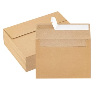 50 Pack Brown Kraft Envelopes - 5 x 7 Inches, Quick Self-Seal for Postcards and Invitations product image