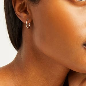 14K White Gold Classic Hoop Earrings, 15mm Diameter product image