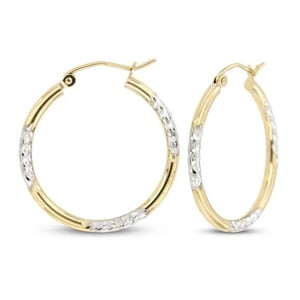 14K Yellow Gold Hoop Earrings with Diamond Cut Finish (20mm) product image