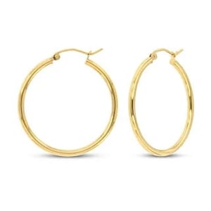 14K Yellow Gold Hoop Earrings with Diamond Cut Finish (20mm) product image