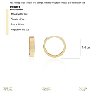 Minimalist 14K Solid Gold Hoop Earrings, Medium Size product image