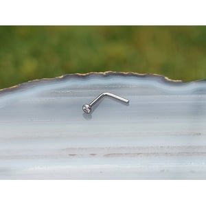 Stylish 18G Titanium Nose Ring with Zirconia Gemstone product image