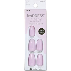 Impress Color Long-Lasting Solid White Coffin Press-On Nails - Medium product image