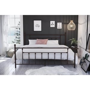 Elegant Metal Platform Bed with Decorative Finials product image