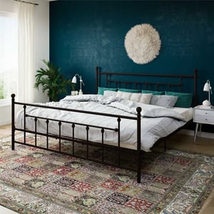 Elegant Metal Platform Bed with Decorative Finials product image