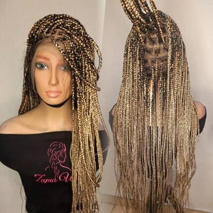 Full Lace Knotless Box Braid Wig with Mixed Blonde Highlights product image