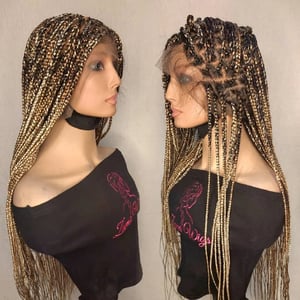 Full Lace Knotless Box Braid Wig with Mixed Blonde Highlights product image