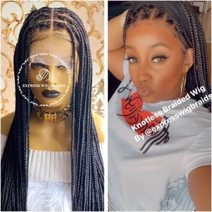 Medium Knotless Box Braid Wig with Full Virgin Hair and Comfortable Fit - 28 inches product image