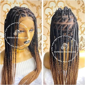 Human Hair Knotless Full Lace Braided Wig, Braided Wigs for Black Women,  Box Braided Wig, Cornrow Wig. Colour Tea Green. Frontal Braids Wig 