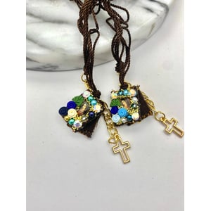 Handmade Adjustable Guadalupe Scapular Bracelet with Artistic Decorations product image