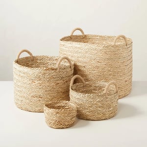 Large Braided Grass Storage Basket with Round Shape for Organizing Home Essentials product image