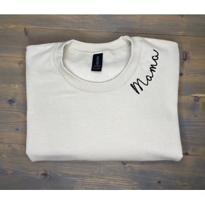 Embroidered Mama Sweatshirt - Tan Crewneck with Personalized Gift for Mom product image