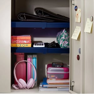 Adjustable Locker Shelf for School, Office, or Gym - Blue (2-Pack) product image