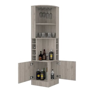 Space-Saving Corner Bar Cabinet with Ample Storage and Built-in Stemware Rack product image