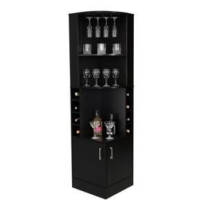 Space-Saving Corner Bar Cabinet with Built-in Stemware Rack product image