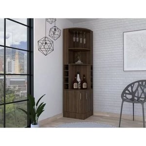 Space-Saving Corner Bar Cabinet with Storage and Display Shelves product image