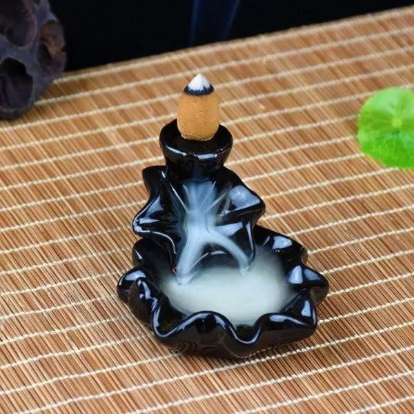Lotus Leaf Waterfall Backflow Incense Burner for Aromatic Experience product image