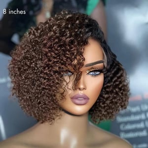 Glamorous Short Curly Bob Wig with HD Lace product image