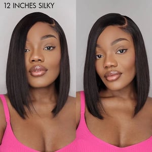 100% Human Hair Bob Wig with Lace Side Part and Adjustable Straps product image