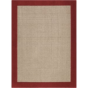 Traditional Sisal Border Area Rug for Living Room, Bedroom, or Dining Room (5' x 7', Red) product image