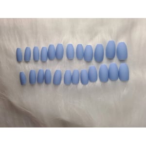 Matte Blue Coffin Nails - Press On Medium Ballerina Fake Nails product image