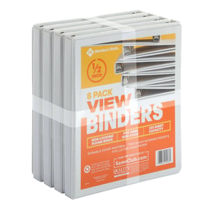 Member's Mark 1/2" Round-ring View Binder, White, PVC-free and 100% Recycled Material product image