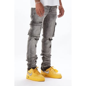 Stylish Grey Cargo Pants for Men with Utility Pockets and Slim Fit product image