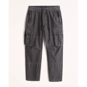 Stylish Grey Cargo Pants with Drawstring Waist and Velcro Pockets product image