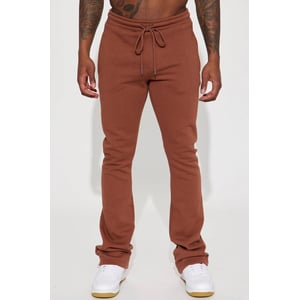 Chocolate Brown Skinny Stacked Flare Sweatpants for Men by Fashion Nova product image