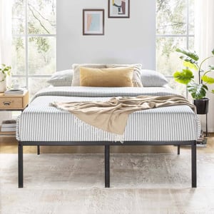 King Size Metal Platform Bed Frame with Storage and Adjustable Steel Slats product image