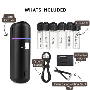 Portable Car Essential Oil Diffuser with USB Rechargeable Battery and Vent Clip product image