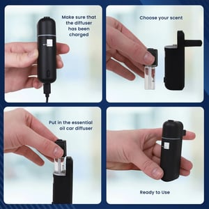 Portable Car Essential Oil Diffuser with USB Rechargeable Battery and Vent Clip product image