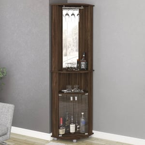 Elegant Corner Bar Cabinet with Mirrored Wall and Glass Rack product image