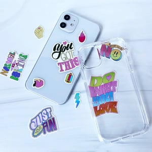 Customizable Clear iPhone 12 Case with Mood Stickers product image