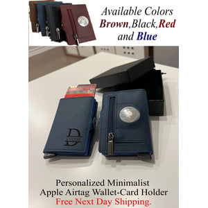 Sleek and Stylish Minimalist AirTag Wallet with Customizable Handwriting Engraving product image