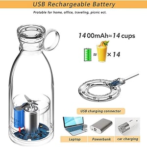 Portable USB Rechargeable Personal Blender for Juice, Smoothies, and Shakes with 4 Extra Sharp Stainless Steel Blades product image