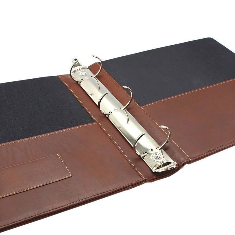 Leather 3-Ring Binder for Files, Tan product image