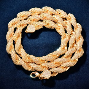 Iced Out Rope Chain Necklace in Rose Gold product image