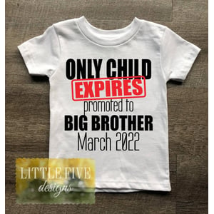 Personalized Big Brother Shirt with Month/Year - Only Child Expires Design product image