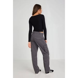 Relaxed Fit Grey Cargo Pants with Side Flap Pockets product image