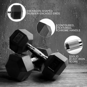 RitFit Rubber Hex Dumbbells Set - 60 lbs (pair) for Comfortable Workouts product image