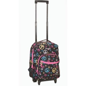 Peace Pattern Rolling Backpack with Organizer and Skate Wheels product image