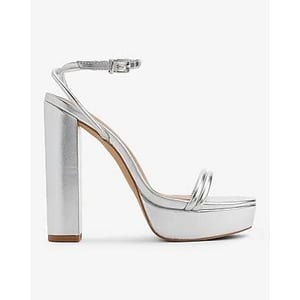 Attractive Silver Platform Heeled Sandals for Women, Size 10 product image