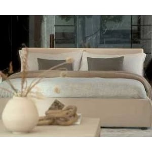 Elegant Low-Profile King Size Bed Frame with Rounded Edges and Grey Premium Fabric product image