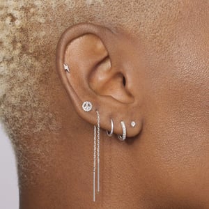 14K Gold Huggie Hoop Earrings with CZ Inlay product image