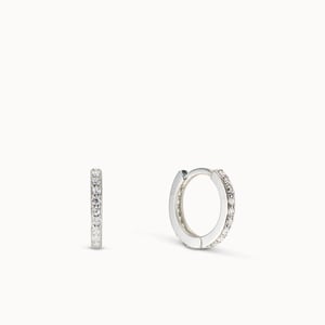 14K Gold Huggie Hoop Earrings with CZ Inlay product image