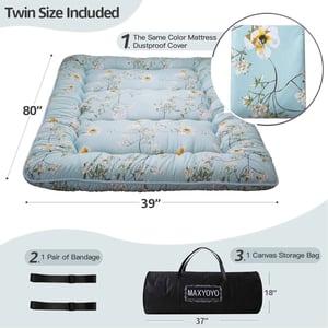Rustic Floral Japanese Floor Mattress with Memory Foam and Storage Bag product image
