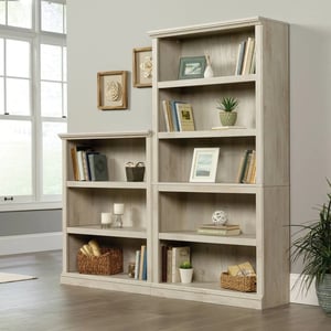 Sauder Chalked Chestnut 3-Shelf Bookcase with Adjustable Shelves and Quick Assembly product image